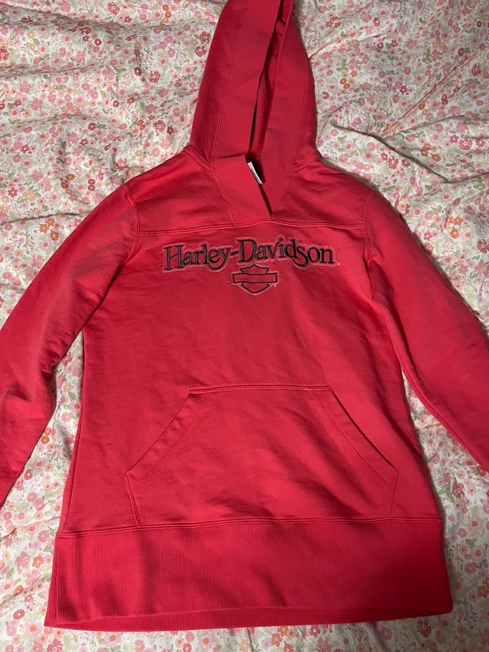 Harley-Davidson Pink Hooded Pullover with Embroidered Logo